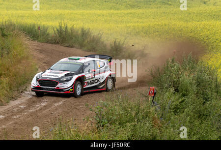 Nowe Sady, Polonia, 29 giugno 2017. FIA World Rally Championship - Rally Polonia 2017. Shakedown: Sady. Elfyn Evans GBR, Daniel Barritt GBR, M-Sport World Rally Team, Ford Fiesta WRC Foto Stock