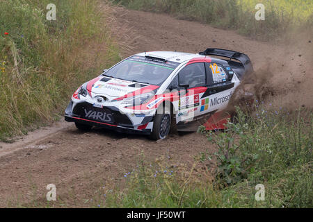 Nowe Sady, Polonia, 29 giugno 2017. FIA World Rally Championship - Rally Polonia 2017. Shakedown: Sady. Esapekka Lappi FIN, Janne Ferm FIN, Toyota Gazoo Racing WRT, Toyota Yaris WRC Foto Stock