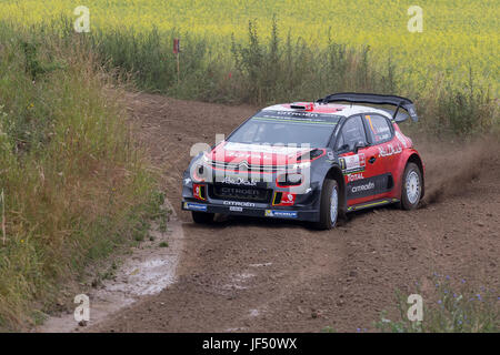 Nowe Sady, Polonia, 29 giugno 2017. FIA World Rally Championship - Rally Polonia 2017. Shakedown: Sady. Andreas Mikkelsen né, Anders Jaeger né, Citroen Total Abu Dhabi WRT, Citroen C3 WRC Foto Stock