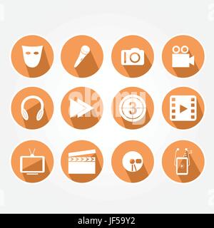 Elemento, impostare, icone, elementi, telefono, telefono, oggetto, musica, arte, gioco, Illustrazione Vettoriale