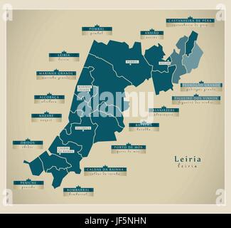 Mappa moderno - leiria pt Illustrazione Vettoriale
