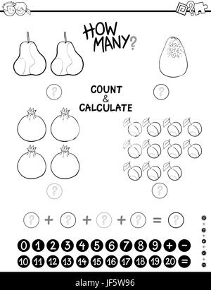 Matematica educative nella pagina di colorazione Foto Stock