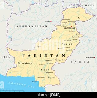 Il pakistan, mappa, Atlas, mappa del mondo, viaggi, deserto wasteland, India, Illustrazione Vettoriale