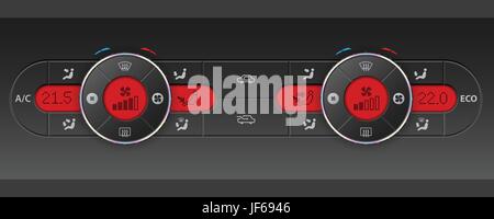 Temperatura, condizioni, controllo, visualizzazione, aria, lcd, ruota, moderno e modernità, Illustrazione Vettoriale