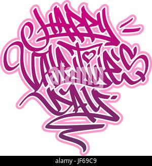 Daub, graffiti, grafitti, il giorno di San Valentino, il giorno durante il giorno, scheda, cartolina, Illustrazione Vettoriale