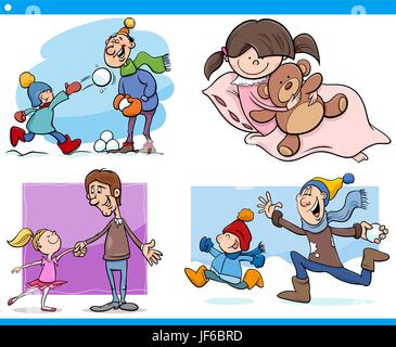 Illustrazione, infanzia, cartoon, amore, in amore, cadde in amore, papà, bambino, Illustrazione Vettoriale