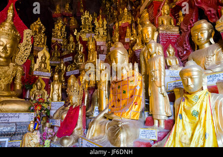 Statue di Buddha, immagini, grotte di Pindaya, Myanmar, Foto Stock