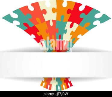 Sfondo puzzle con banner. Illustrazione per la vostra presentazione aziendale. Illustrazione Vettoriale