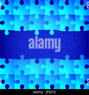 Puzzle blu sullo sfondo Illustrazione Vettoriale