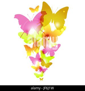 Farfalle acquerello design con effetto flare Illustrazione Vettoriale