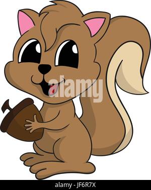 Animali piccoli, piccola, poco, breve, illustrazione, lo scoiattolo, divertente, cartoni animati Illustrazione Vettoriale