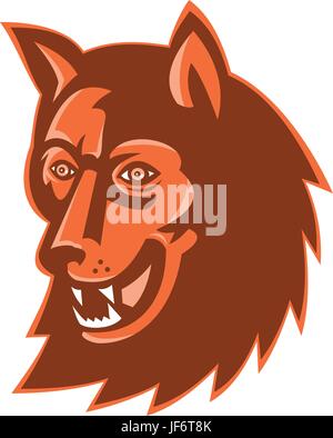 Isolato, pet, cane, illustrazione, Wolf, retrò, canino, vettore, mascotte, testa, Illustrazione Vettoriale