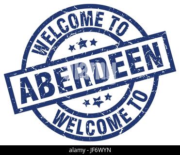 Benvenuto a Aberdeen timbro blu Illustrazione Vettoriale