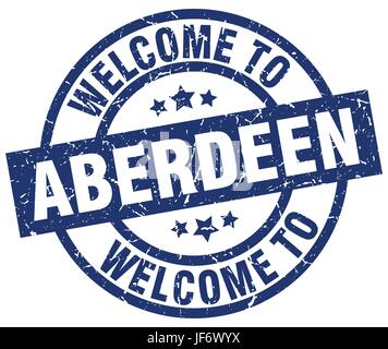 Benvenuto a Aberdeen timbro blu Illustrazione Vettoriale