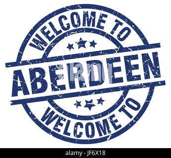 Benvenuto a Aberdeen timbro blu Illustrazione Vettoriale