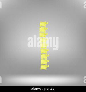 Simbolo spina isolata su sfondo grigio. Icona della colonna vertebrale Illustrazione Vettoriale