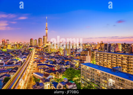 Tokyo, Giappone Sumida skyline. Foto Stock