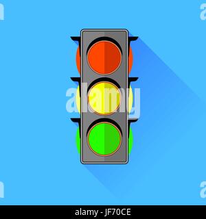 Traffico icona luci isolate su sfondo blu Illustrazione Vettoriale