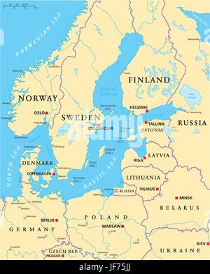 L'Europa, area pezzo, sezione, segmento, parte, nazioni baltiche, mappa, Atlas, mappa Illustrazione Vettoriale