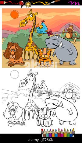 Animale selvaggio, lion, gatto, Gatto grande, predatore felino, scimmia, tiger, safari Illustrazione Vettoriale