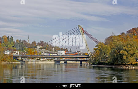 Ponte sul Reno Schaffhausen, Svizzera Foto Stock