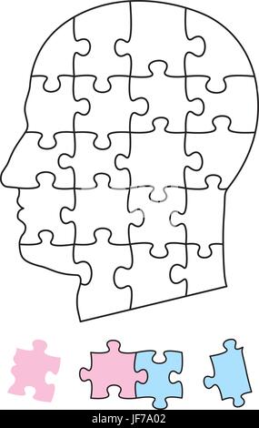 Puzzle, silhouette, jigsaw, puzzle, rivestimenti in piastrelle, il pittogramma, simbolo Illustrazione Vettoriale