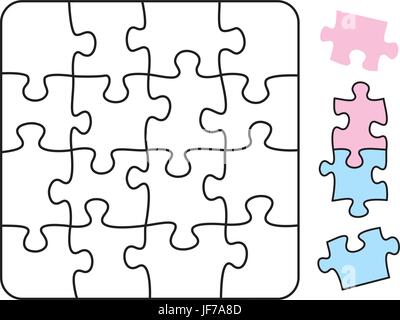 Square, puzzle jigsaw, puzzle, seamless, Interlocked, rivestimenti in piastrelle, installatore, Illustrazione Vettoriale