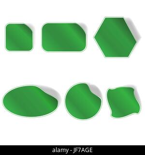 Collezione di Figurine Verde isolato su sfondo bianco Illustrazione Vettoriale