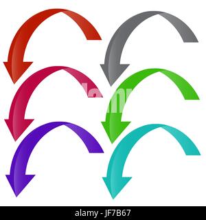 Set di adesivi freccia isolati su sfondo bianco Illustrazione Vettoriale