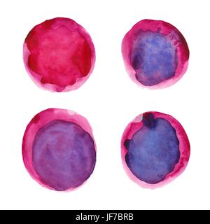 Serie di acquerelli di cerchi di colore viola Illustrazione Vettoriale