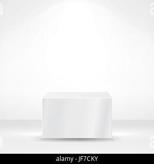 Quadrato bianco piedistallo o piattaforma. Podio vuoto, Stand. Cubo di blocco per la fase. Illustrazione Vettoriale. Illustrazione Vettoriale