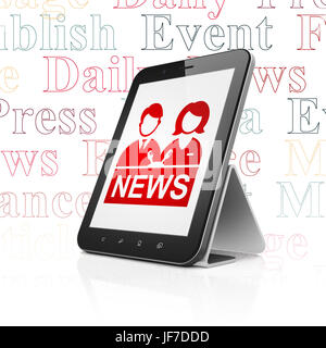 News concept: Computer tablet con Anchorman sul display Foto Stock