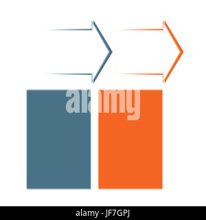 Impostare orizzontale frecce di colore, modello infografico per 2 posizione, opzioni, fasi o processi. Foto Stock