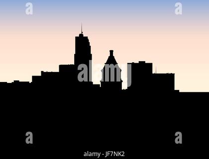 Silhouette skyline della città di Cincinnati, Ohio, Stati Uniti d'America. Illustrazione Vettoriale