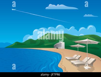 Illustrazione del viaggio e beach resort viaggio Illustrazione Vettoriale