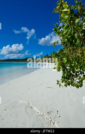 Spiaggia di sabbia bianca, la baia de Kanumera, Ile des Pins, Nuova Caledonia, Melanesia, Sud Pacifico Foto Stock