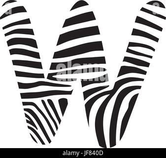 Font zebra, lettera W Illustrazione Vettoriale