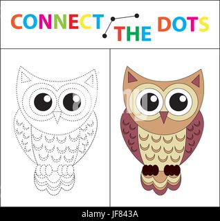 Bambini gioco educativo per le abilità motorie. Collegare i punti dell'immagine. Per i bambini di età prescolare. Cerchio sulla linea tratteggiata e vernice. Pagina di colorazione. Illustrazione Vettoriale. Illustrazione Vettoriale