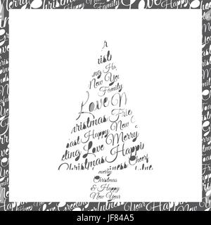 Albero di Natale fatto di frasi e dediche Illustrazione Vettoriale
