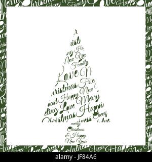 Albero di Natale fatto di frasi e dediche Illustrazione Vettoriale