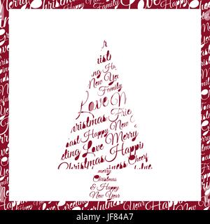 Albero di Natale fatto di frasi e dediche Illustrazione Vettoriale