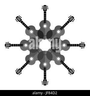 Silhouette di chitarra isolato su sfondo bianco per il vostro design Illustrazione Vettoriale