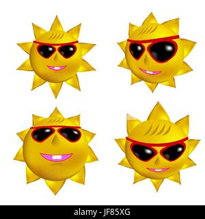 Set di icone sole isolato su sfondo bianco Illustrazione Vettoriale
