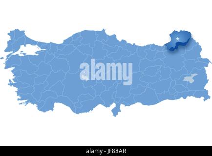 Mappa di Turchia, Artvin Illustrazione Vettoriale