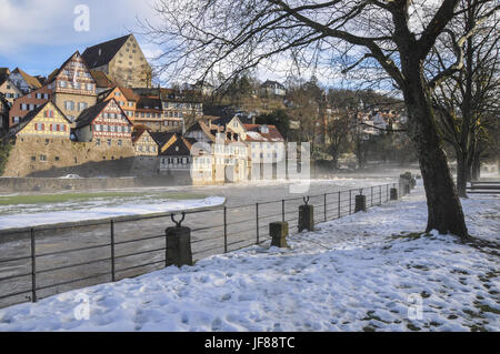 Inverno in Schwaebisch Hall, Germania Foto Stock