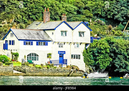 Ferryside, casa dello scrittore di Daphne du Maurier vicino a Fowey, Cornovaglia; Ferienhaus von Daphne du Maurier Foto Stock