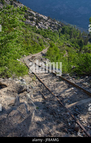 Southern California Edison (SCE) Agnew/Gem lago sistema tracciafile situato all'interno di Rush Creek area di drenaggio a sud-ovest del Lago di argento sul lago giugno loop. Foto Stock