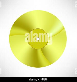 Disco d oro isolati su sfondo bianco. Registrazione musicale. Giallo Icona di vinile Illustrazione Vettoriale