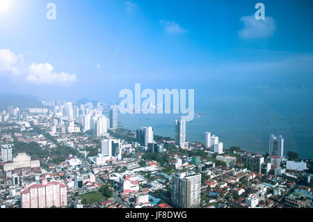 Penang vista costiera dall'alto Komtar Foto Stock