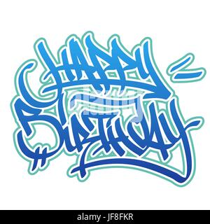 Buon compleanno in stile graffiti Illustrazione Vettoriale